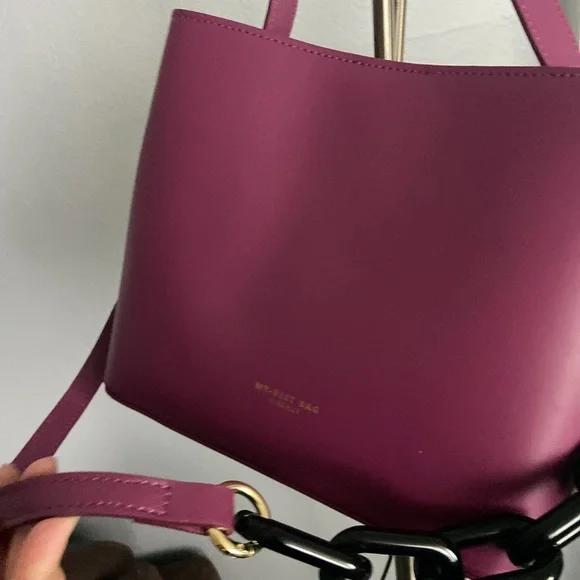 EVB Burgundy Leather Handbag Authentic - Picture 5 of 8